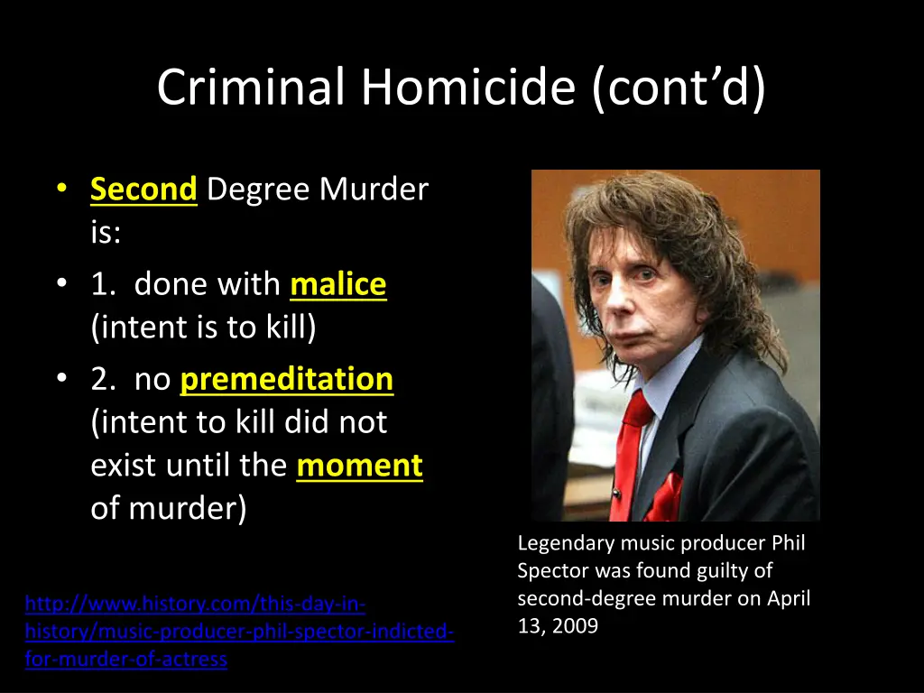 criminal homicide cont d