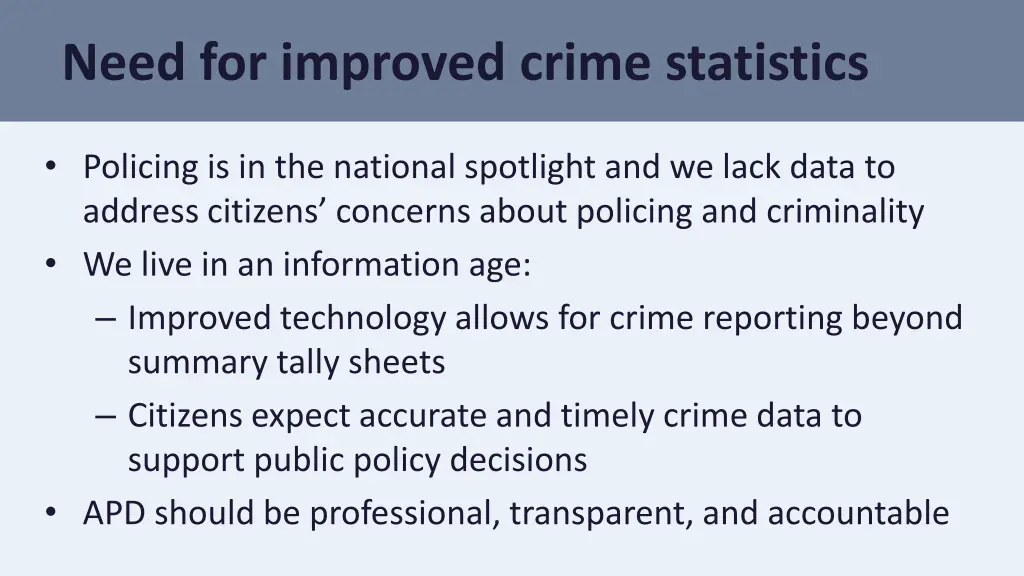 need for improved crime statistics