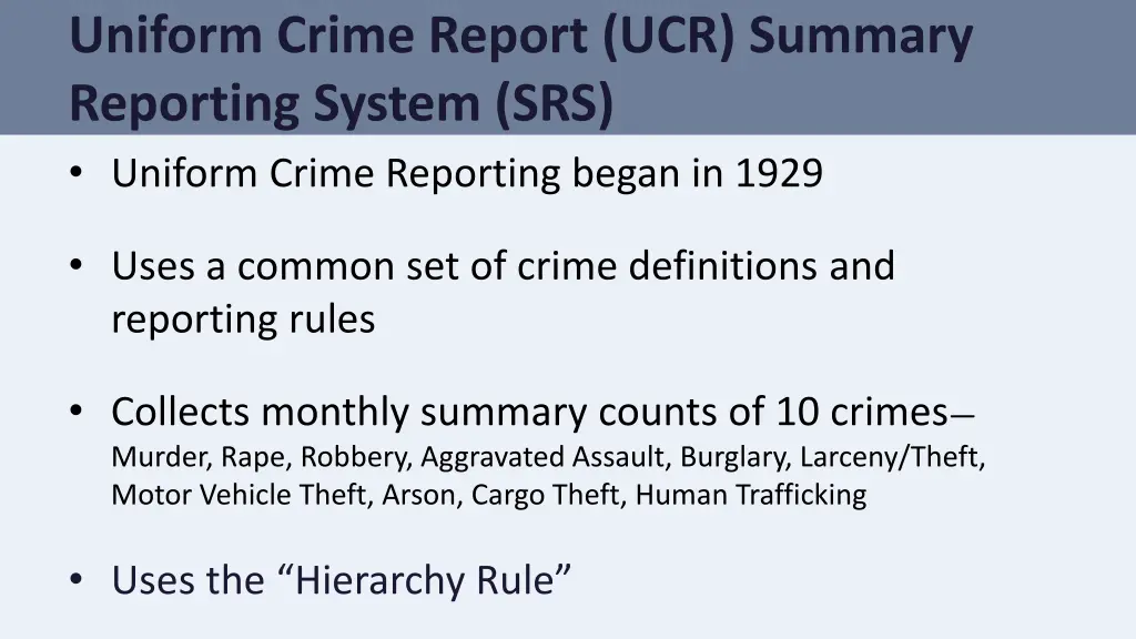 uniform crime report ucr summary reporting system