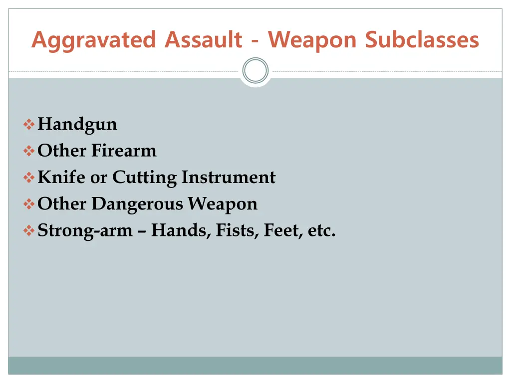 aggravated assault weapon subclasses