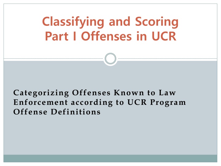 classifying and scoring part i offenses in ucr