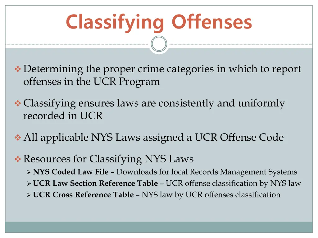 classifying offenses