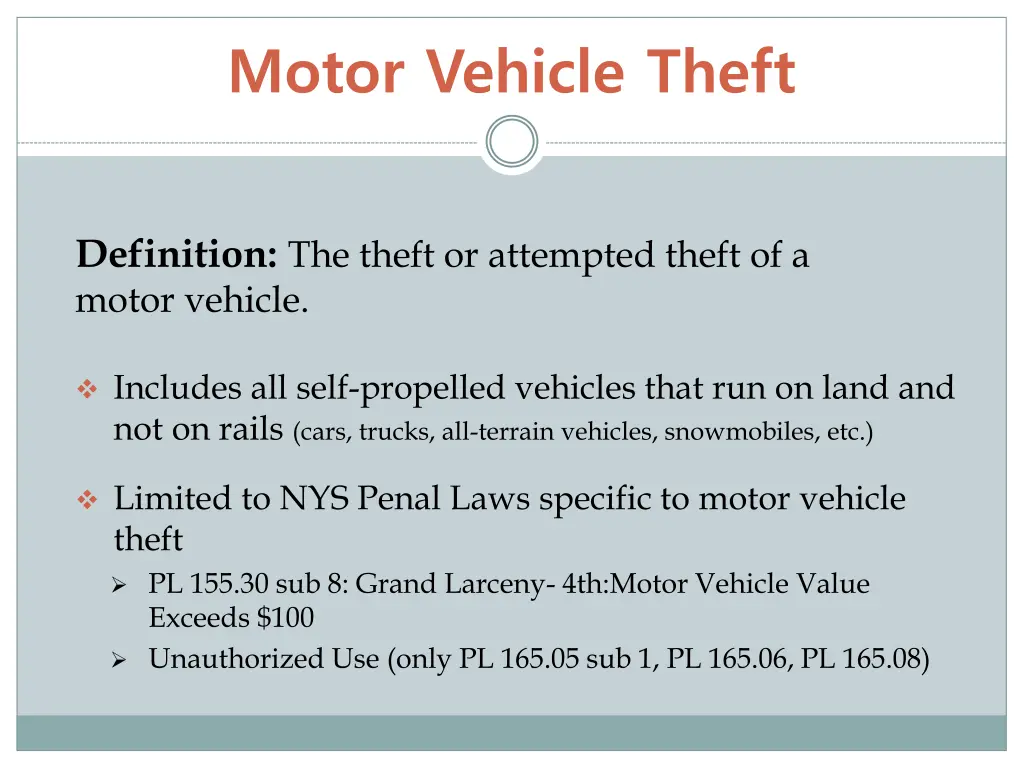 motor vehicle theft