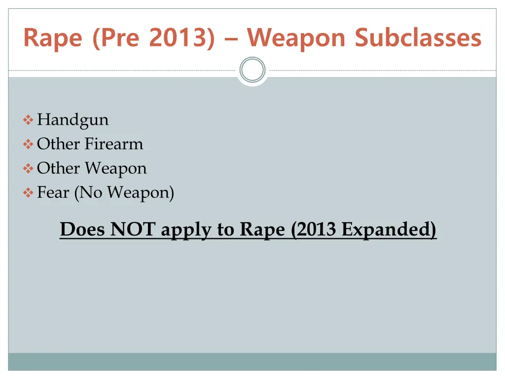 rape pre 2013 weapon subclasses