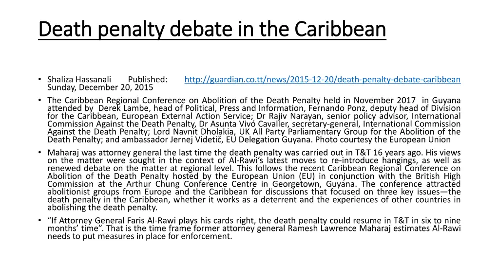 death penalty debate in the caribbean death