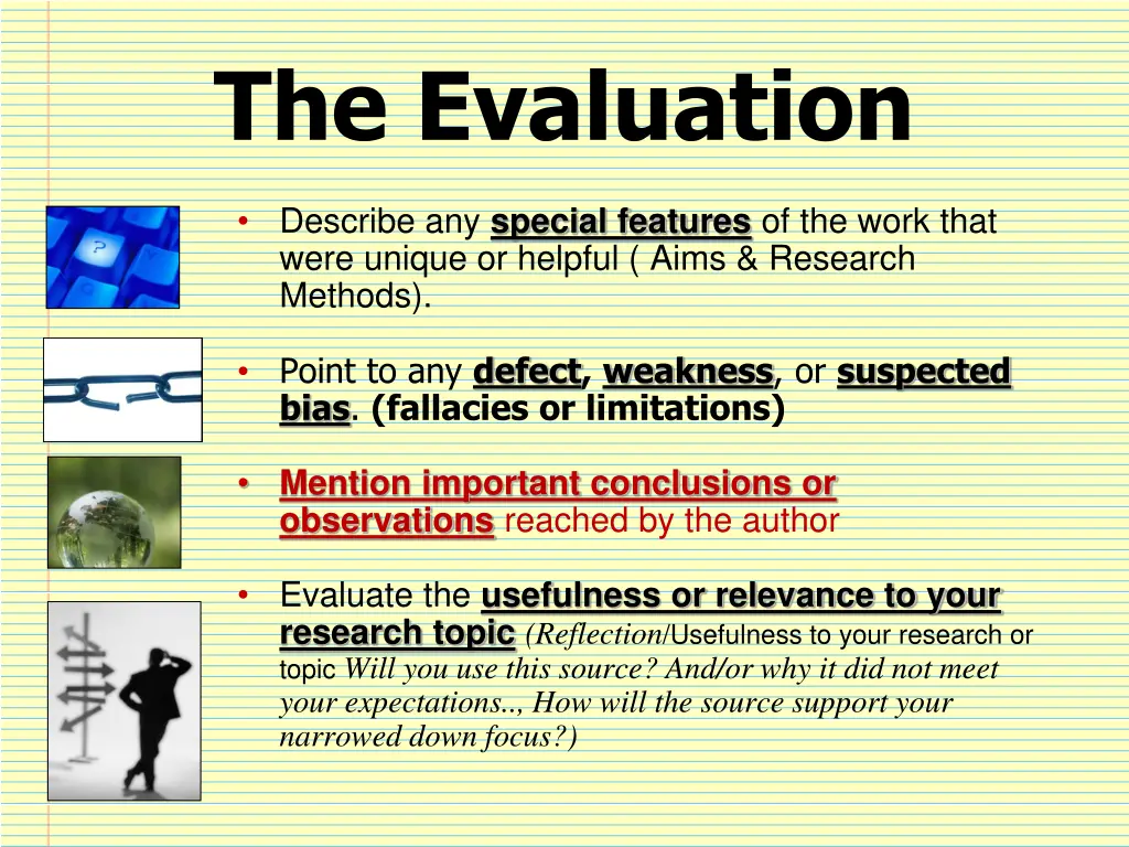 the evaluation