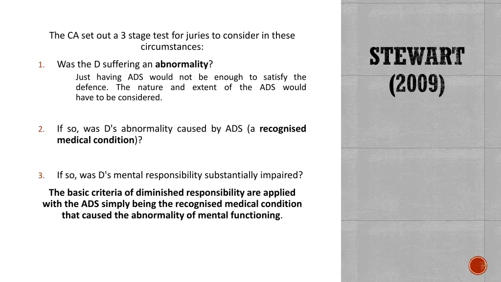 the ca set out a 3 stage test for juries