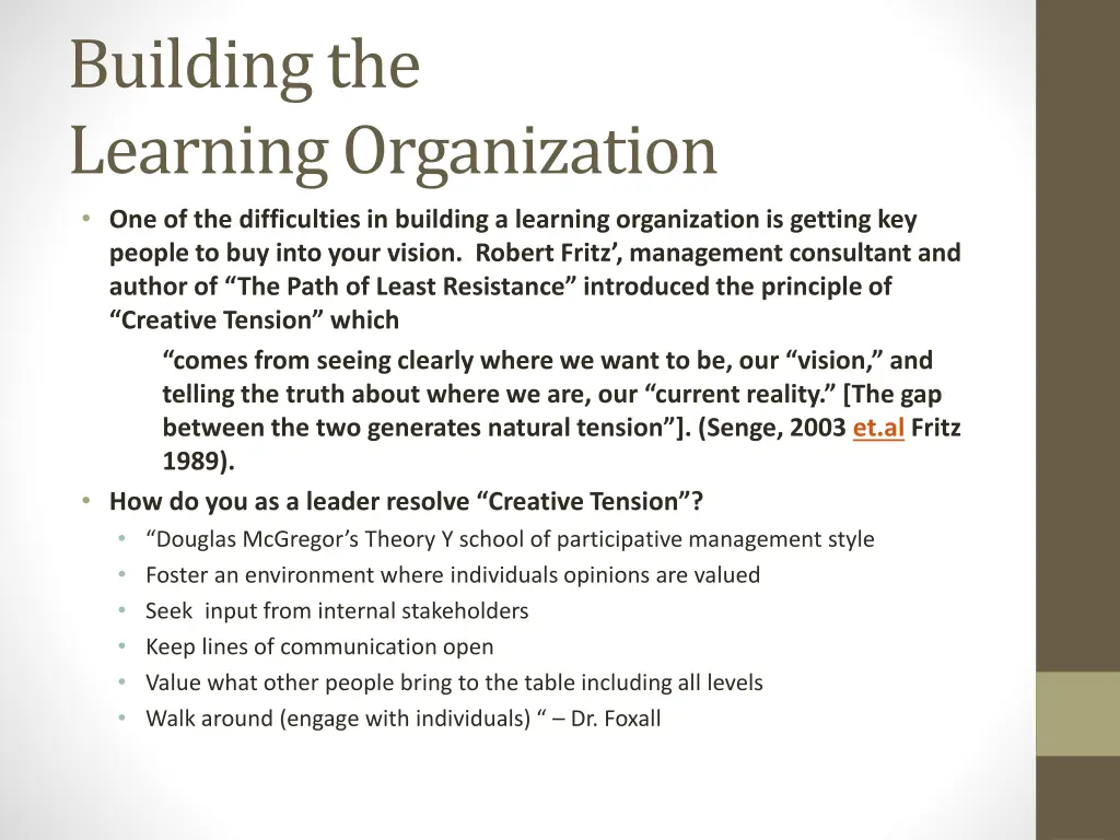 building the learning organization