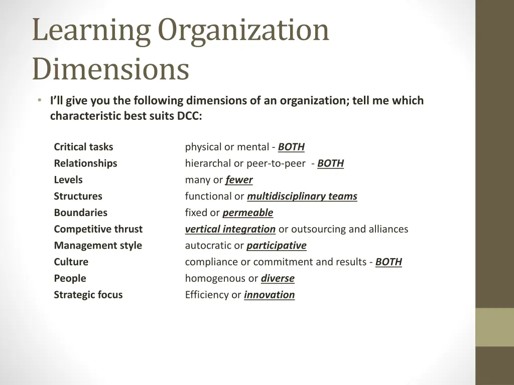 learning organization dimensions i ll give