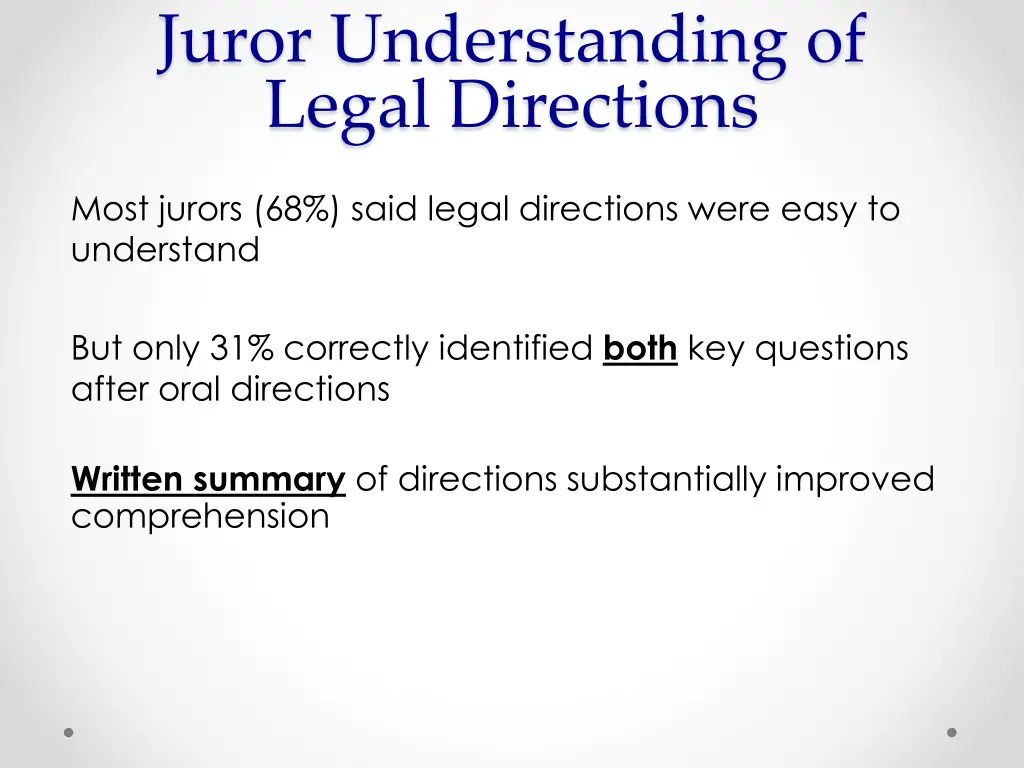 juror understanding of legal directions