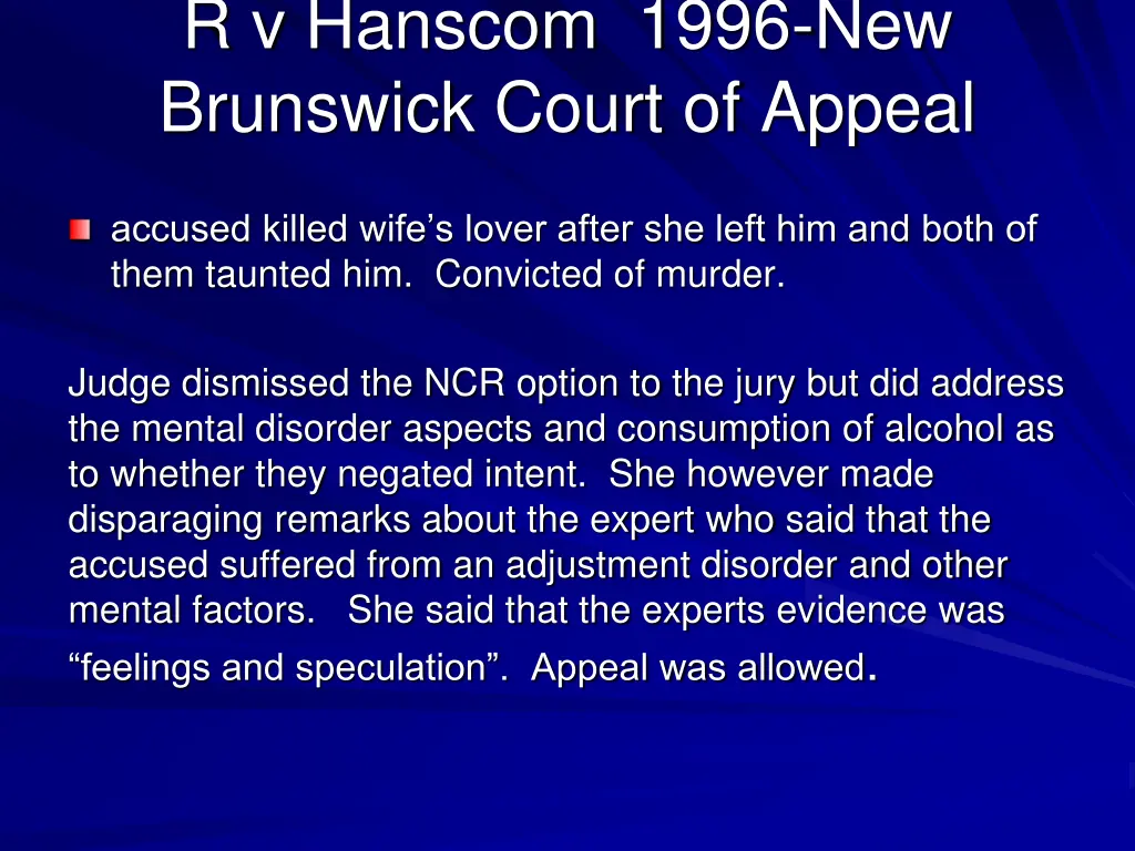 r v hanscom 1996 new brunswick court of appeal