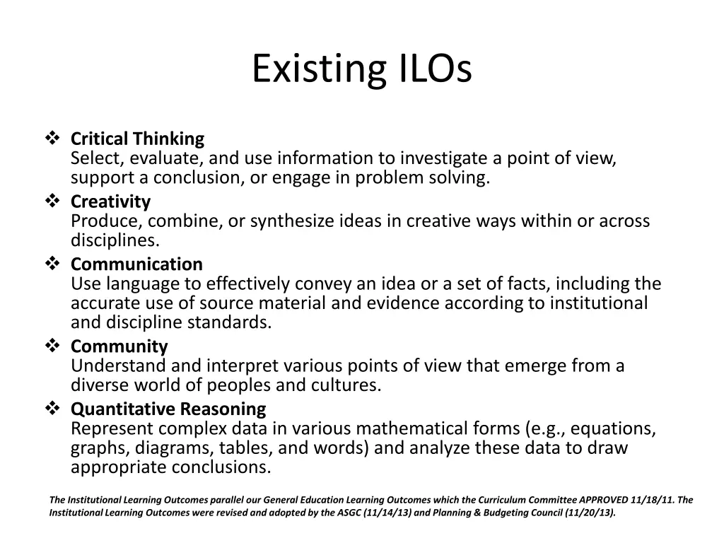 existing ilos