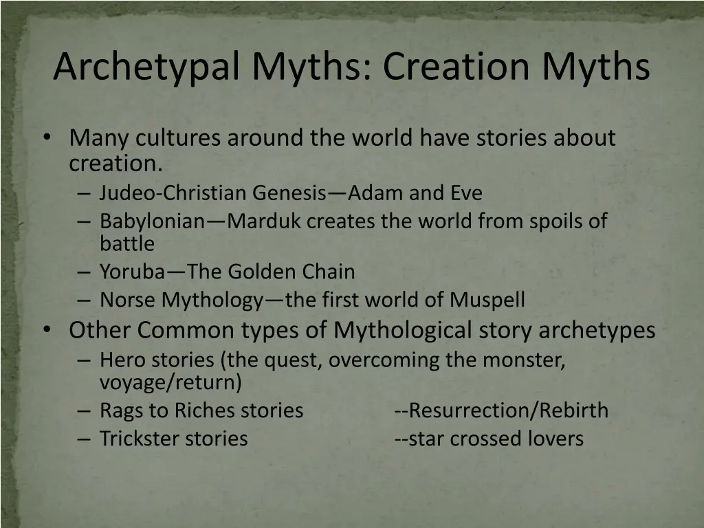 archetypal myths creation myths