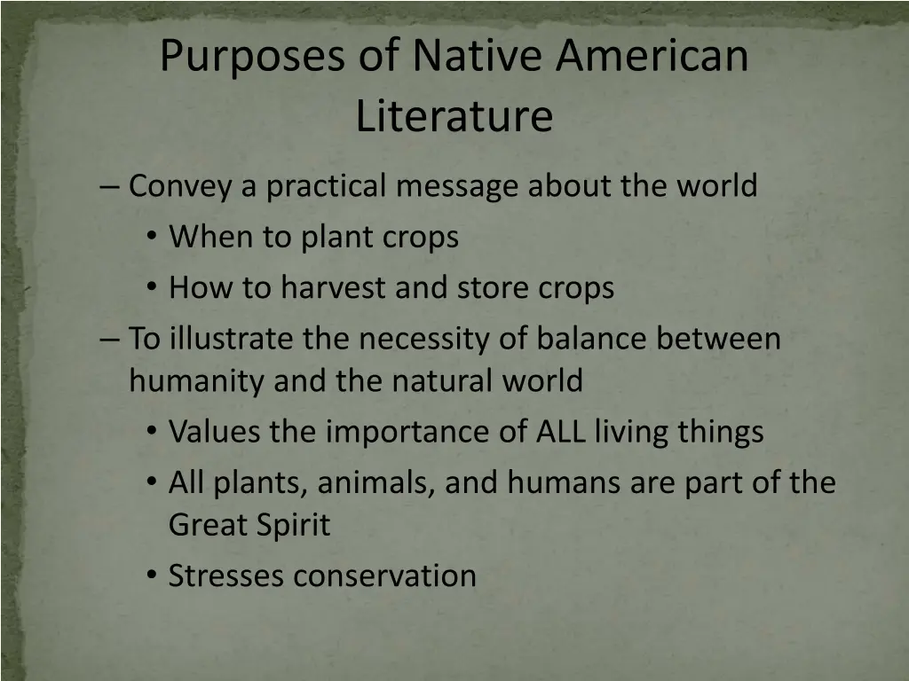 purposes of native american literature 1