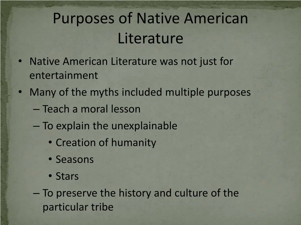 purposes of native american literature