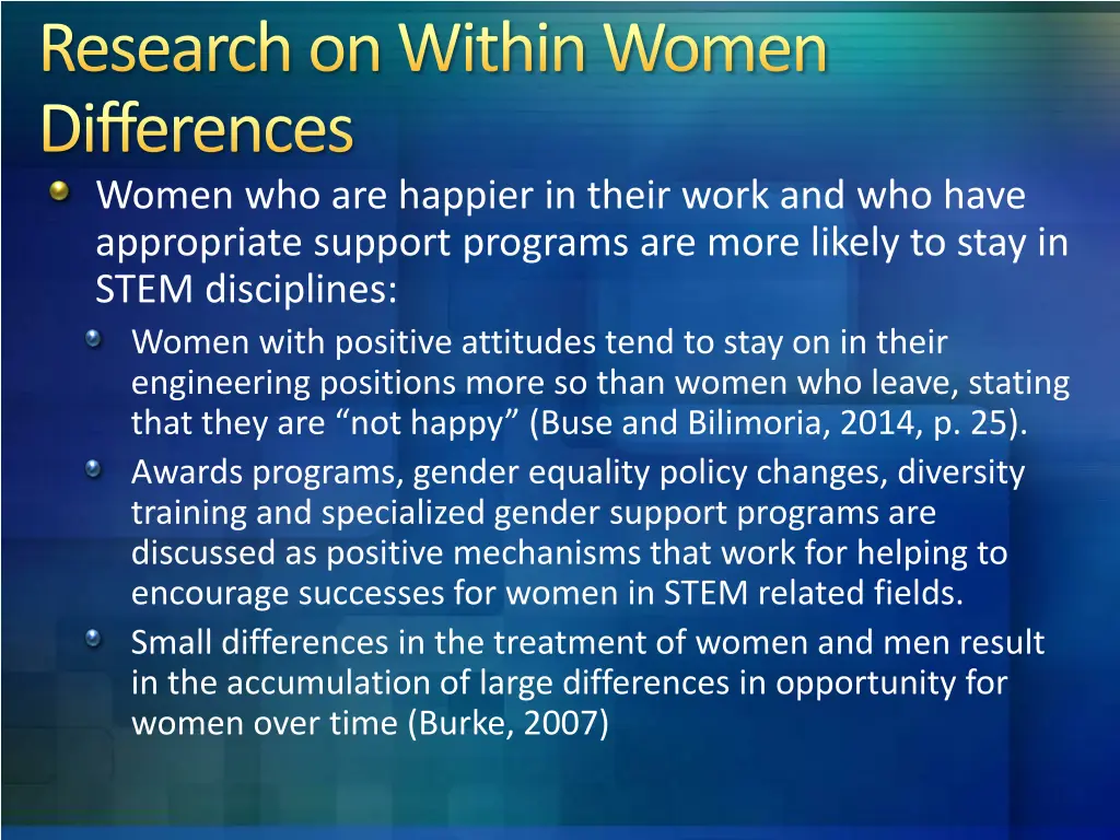 research on within women differences women