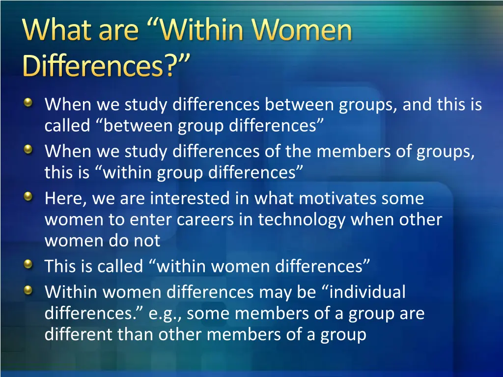 what are within women differences