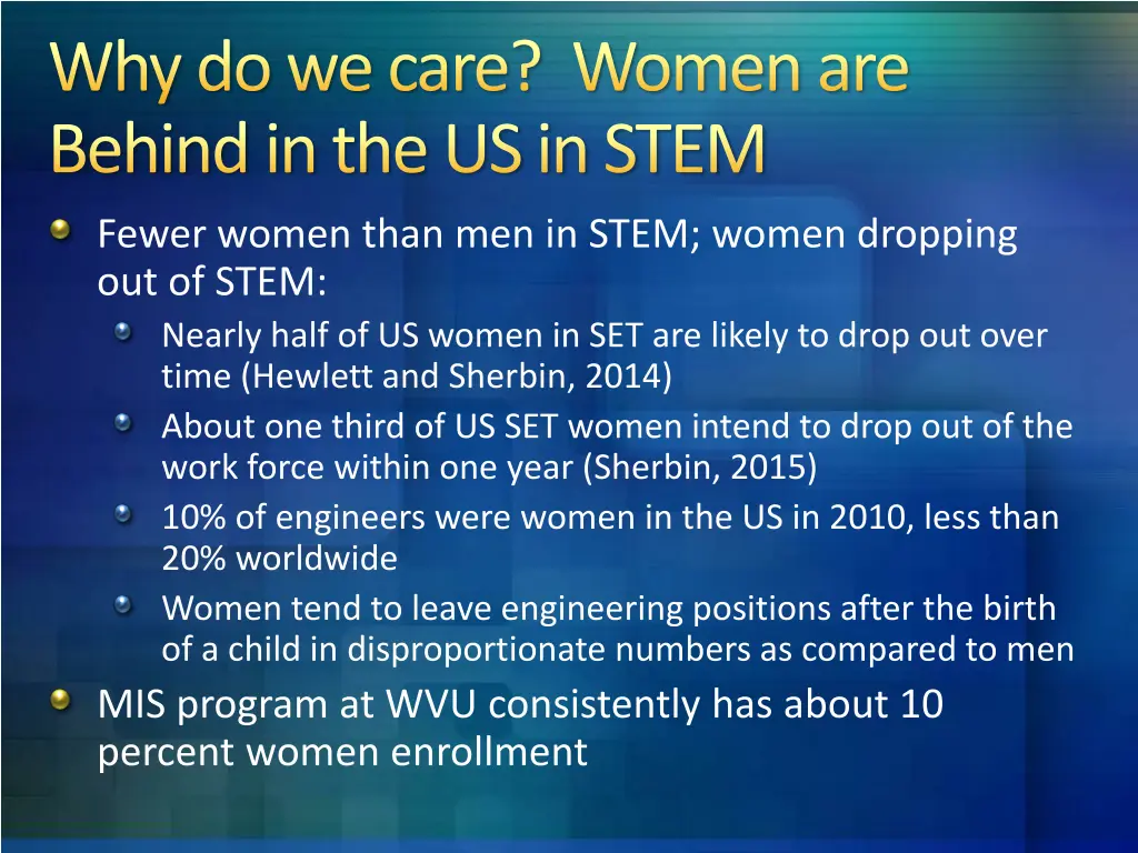 why do we care women are behind in the us in stem