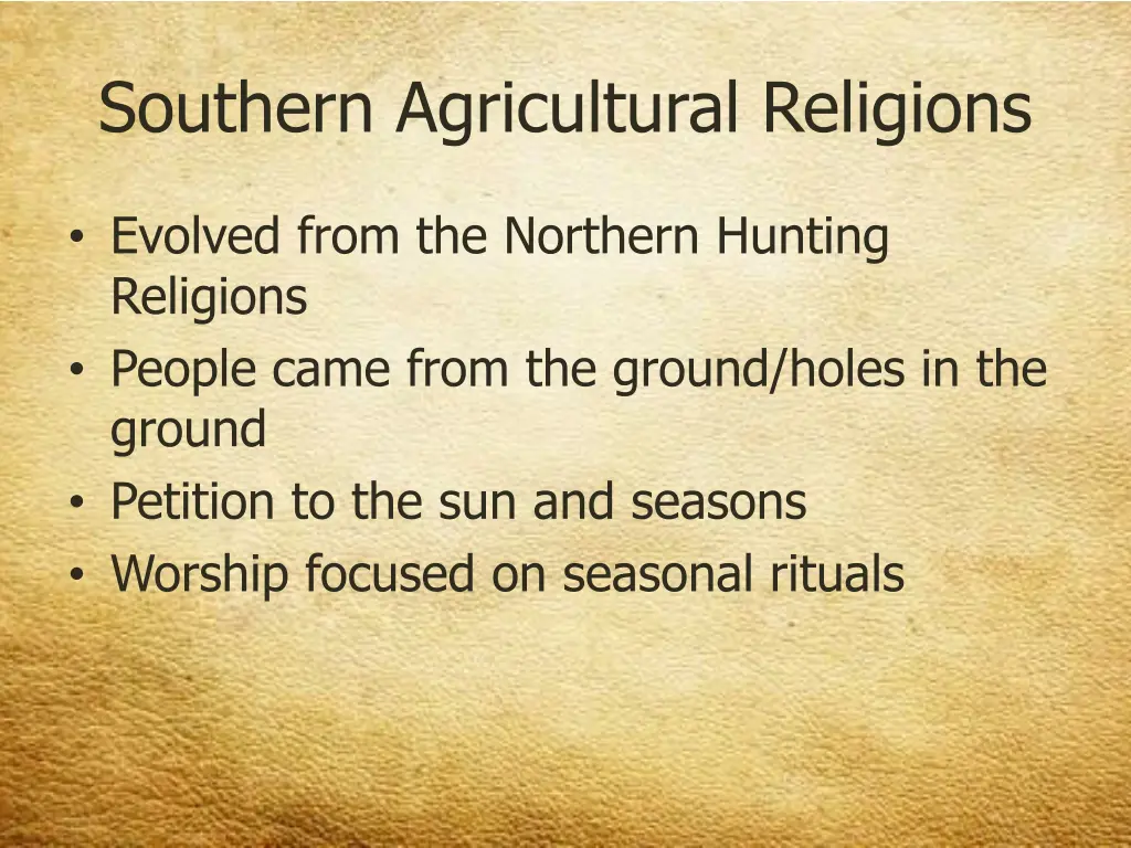 southern agricultural religions