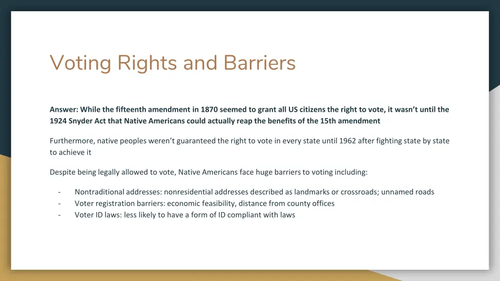 voting rights and barriers