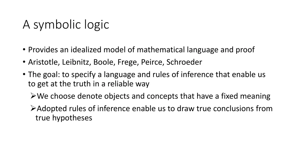 a symbolic logic