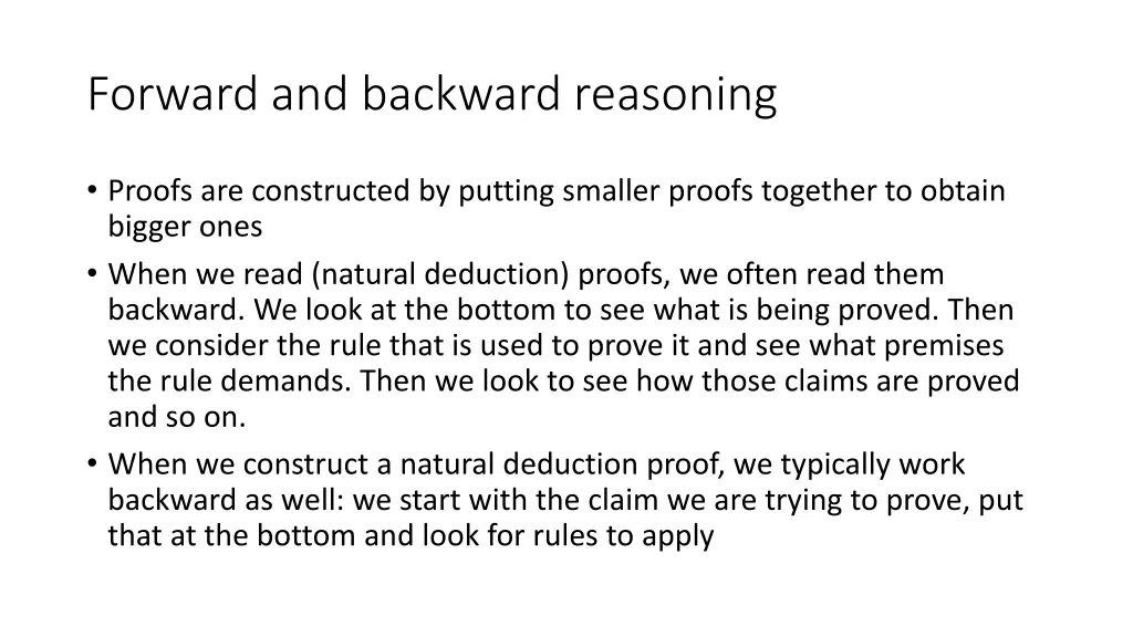 forward and backward reasoning