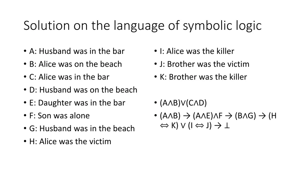 solution on the language of symbolic logic