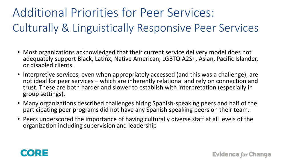 additional priorities for peer services 1