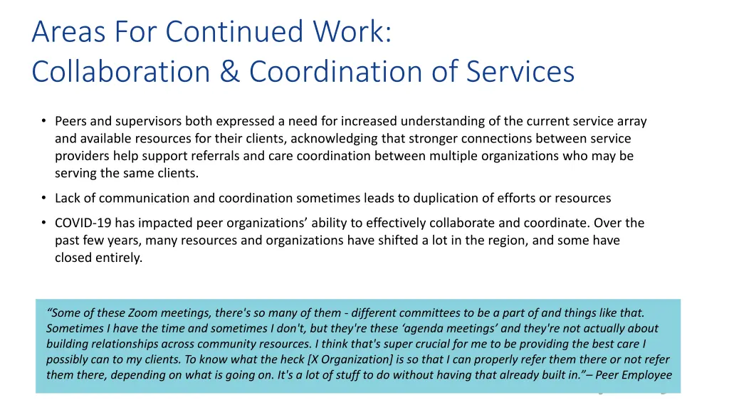 areas for continued work collaboration