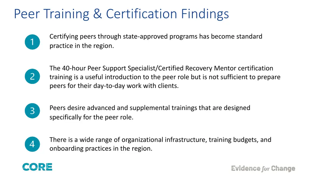 peer training certification findings