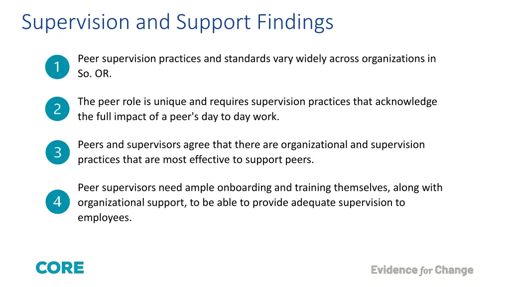 supervision and support findings