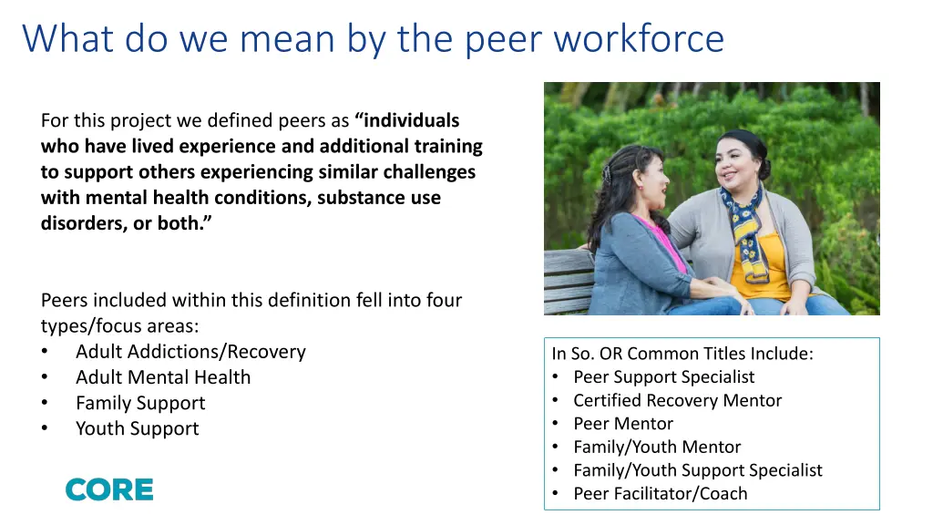 what do we mean by the peer workforce