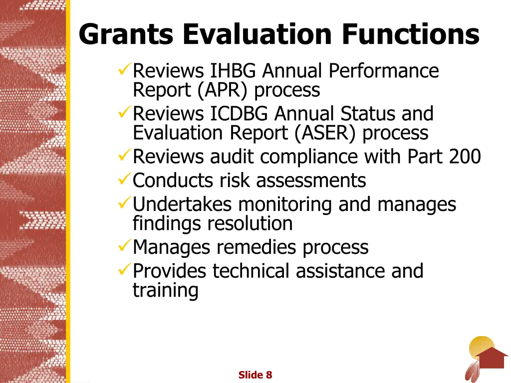 grants evaluation functions reviews ihbg annual