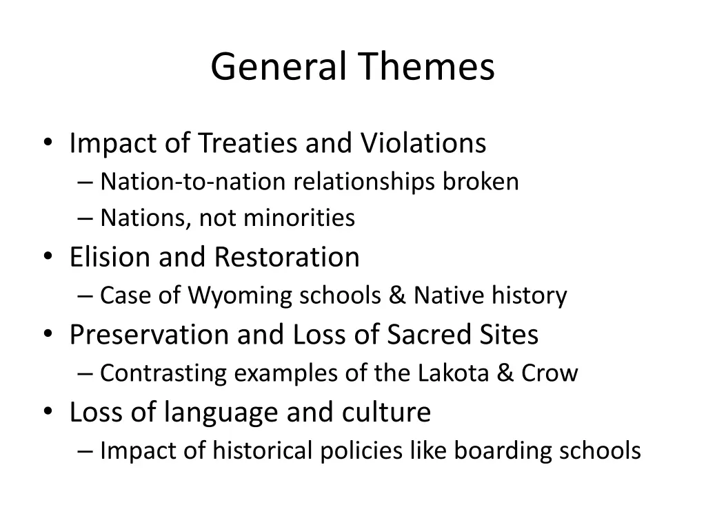 general themes