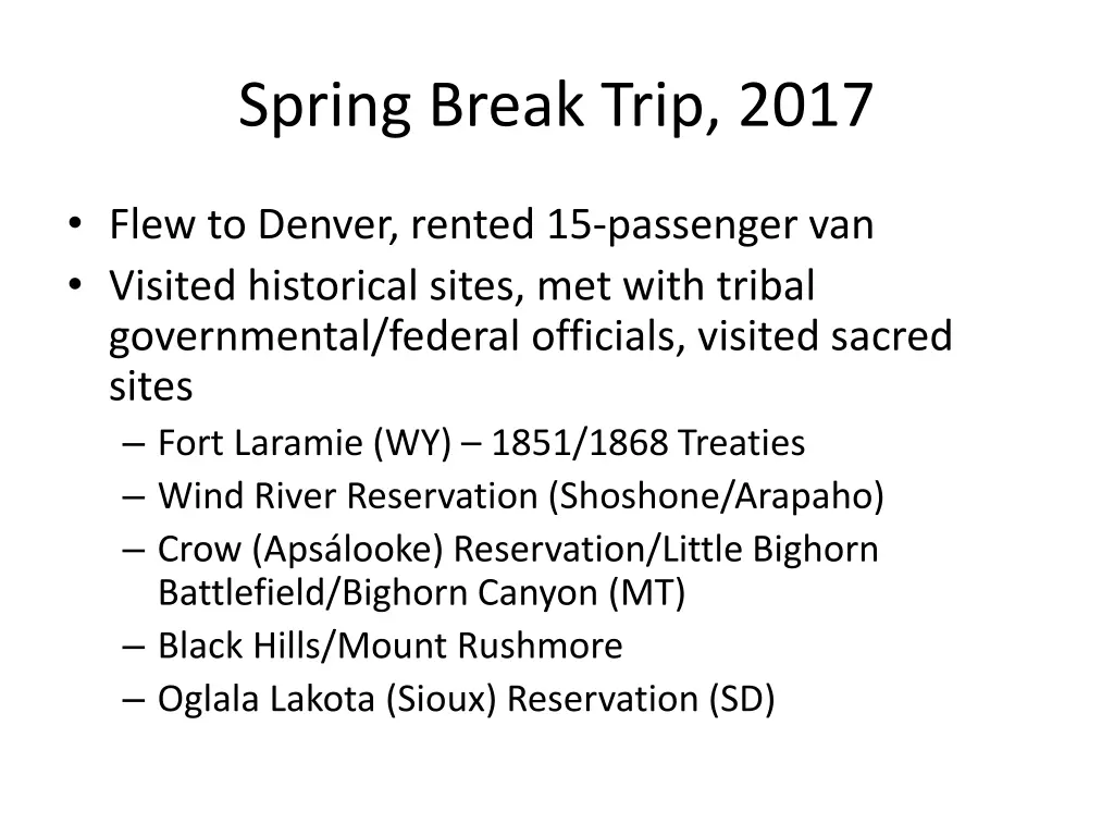 spring break trip 2017