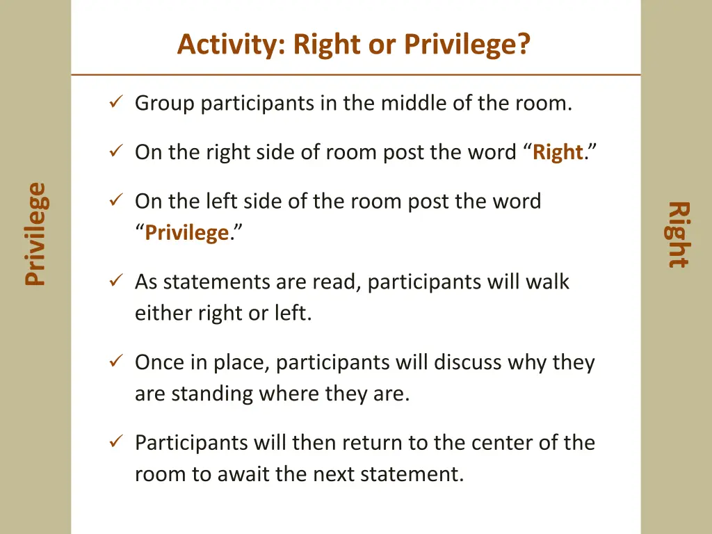 activity right or privilege