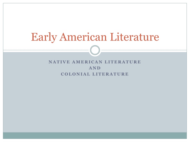 early american literature