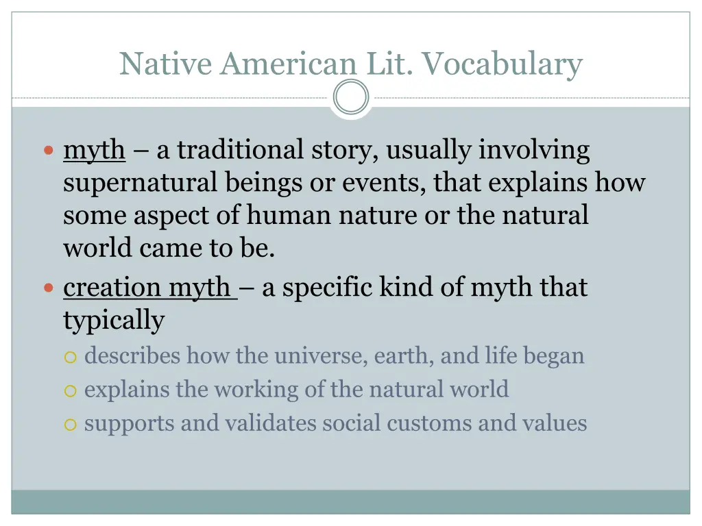 native american lit vocabulary