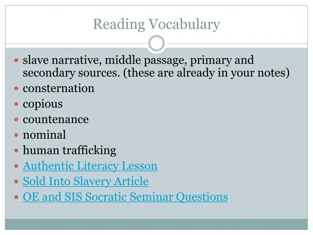 reading vocabulary