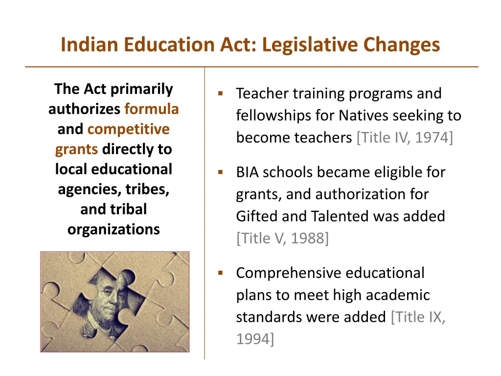 indian education act legislative changes