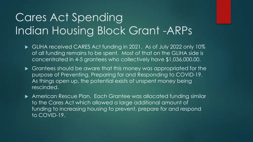 cares act spending indian housing block grant arps