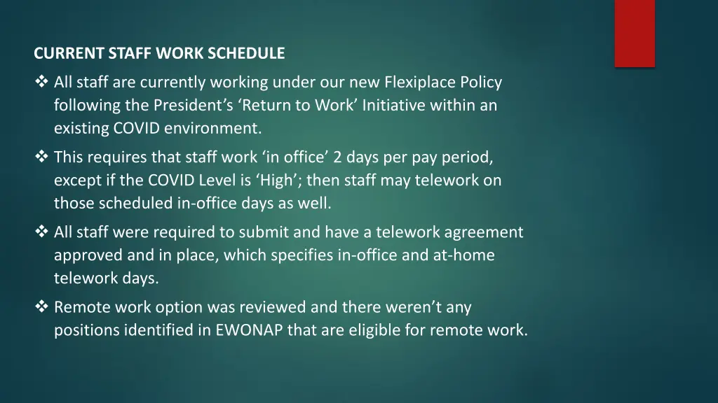 current staff work schedule all staff