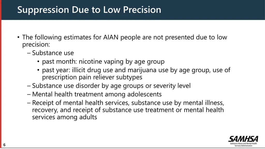 suppression due to low precision