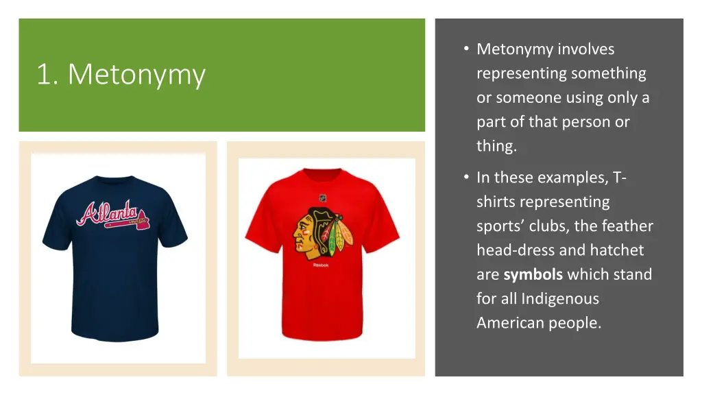 metonymy involves representing something