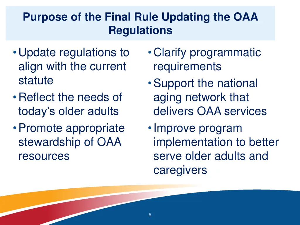 purpose of the final rule updating