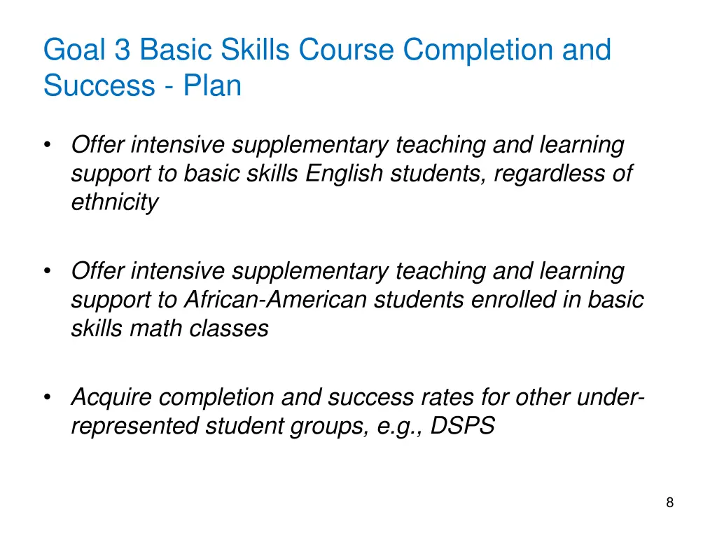 goal 3 basic skills course completion and success