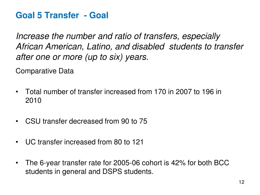 goal 5 transfer goal