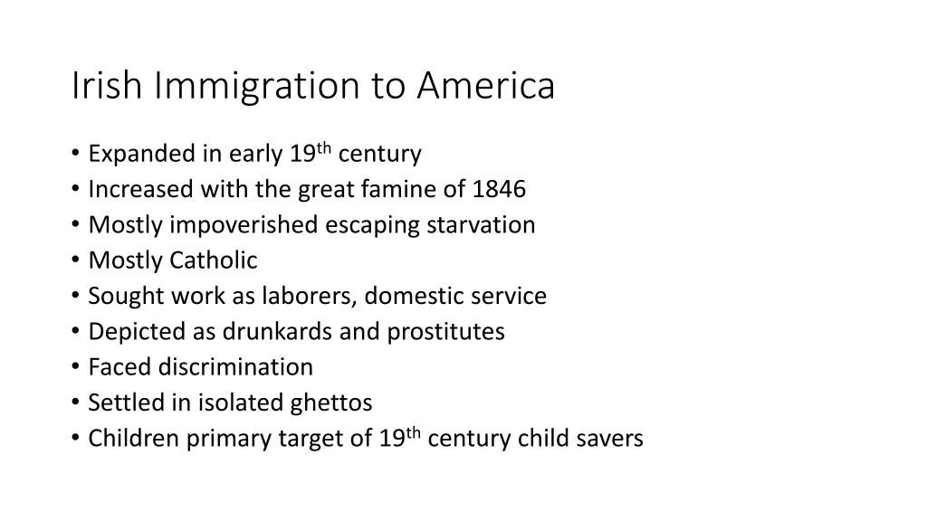 irish immigration to america