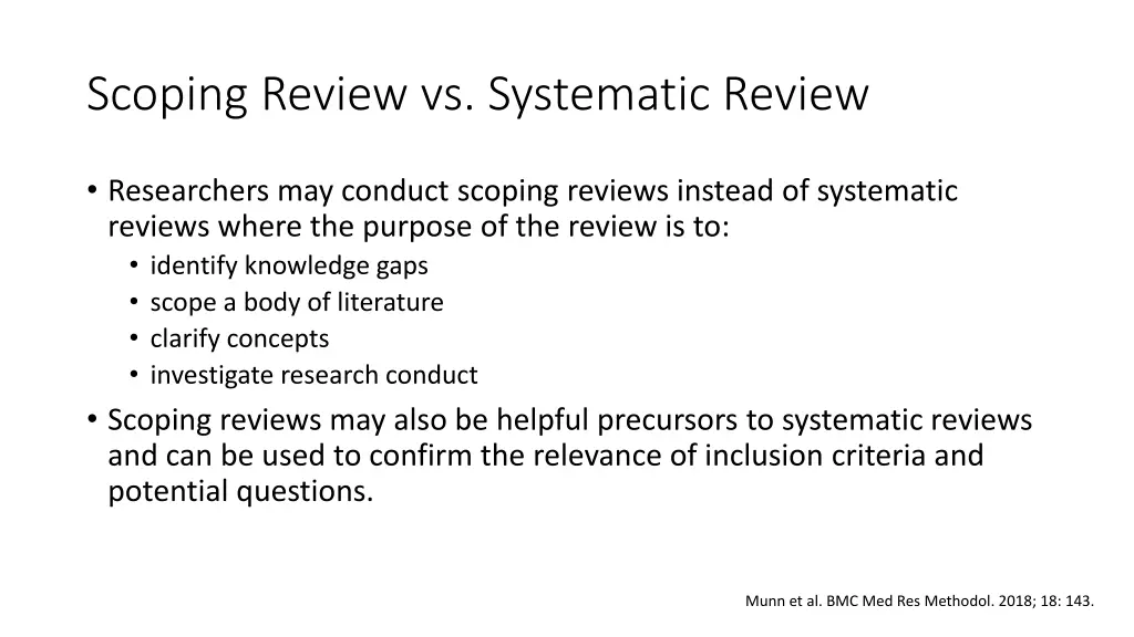 scoping review vs systematic review