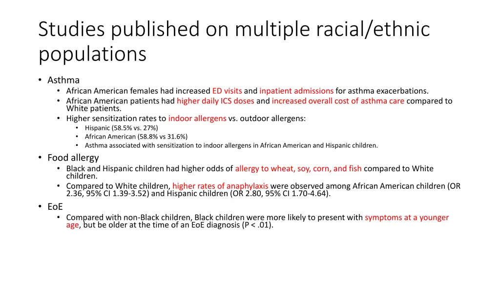 studies published on multiple racial ethnic